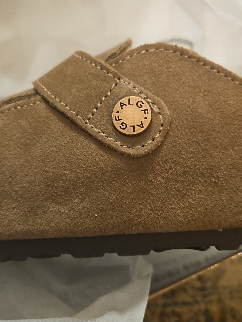 NEW! ALGF Taupe Suede Slip On Clog Mules Buckle Retro Coastal Boho Western 7-7.5 - Picture 7 of 9